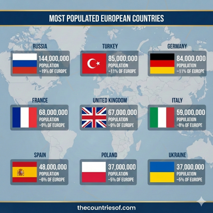 most populated countries in europe
