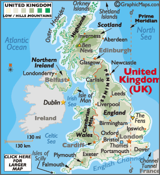 UK border countries map image - The Countries Of